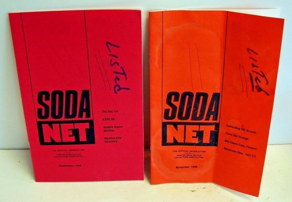 Painted Label Soda Net; 1996 (2) issues; ACL soda collectors Official Newsletter