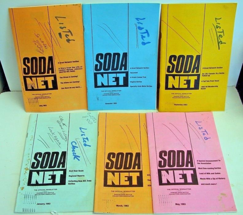 Painted Label Soda Net; 1993 (6) issues; ACL soda collectors Official Newsletter