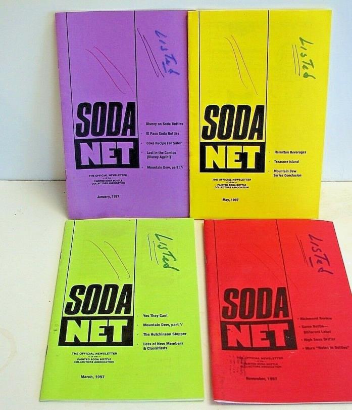 Painted Label Soda Net; 1997 (4) issues; ACL soda collectors Official Newsletter