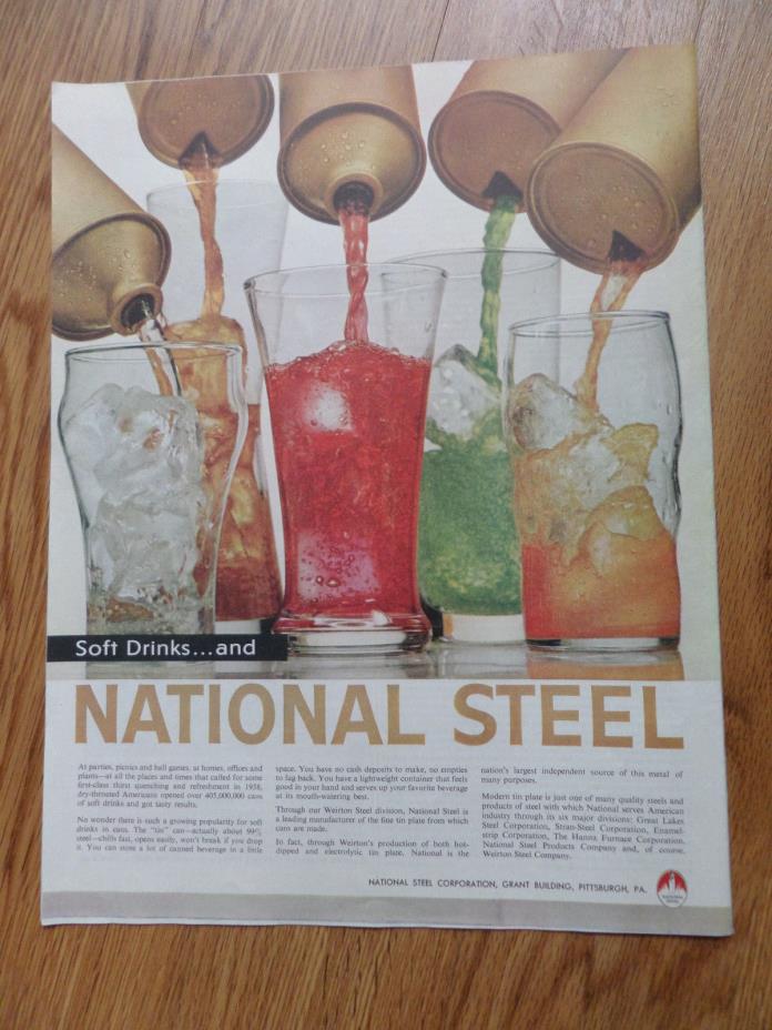 1959 National Steel Can Ad  Soft Drinks and National Steel