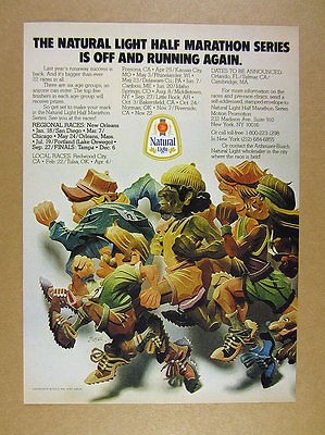 1981 Natural Light Beer Half Marathon Series running runner art vintage print Ad