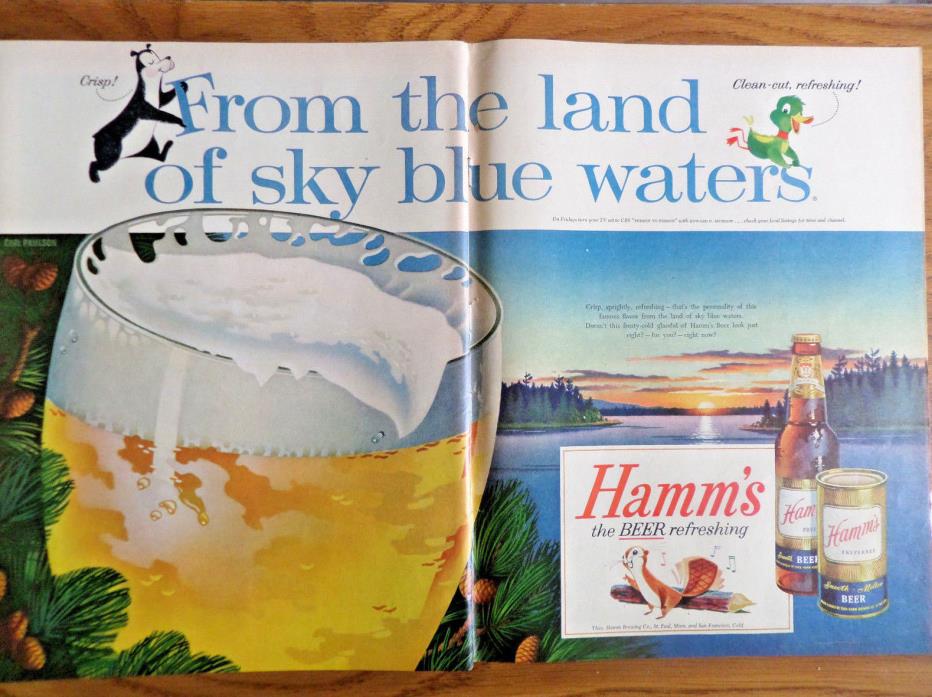 1956 Hamm's Beer Ad From the Land of Sky Blue Waters the Hamm's Bear