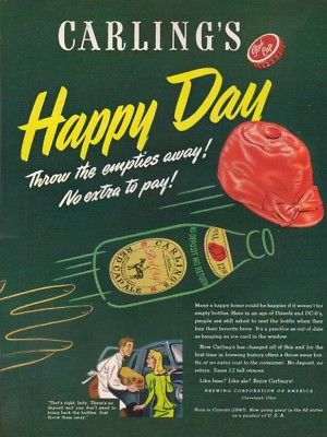 1947 Carling's Red Cap Ale HAPPY DAY Cleveland OH Ad MMXV