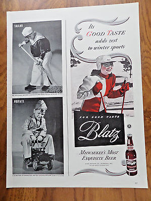 1943 Blatz Beer Ad  Skiing Theme