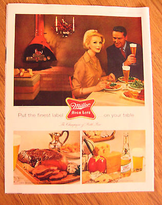 1960 Miller High Life Beer Ad Couple Dining Theme