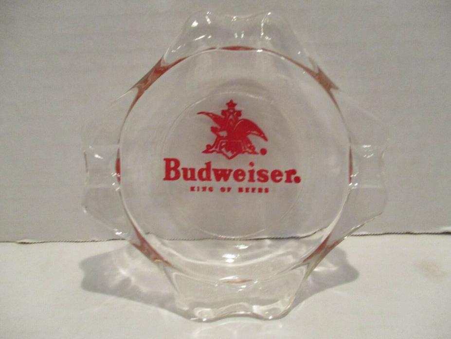 VINTAGE BUDWEISER BEER GLASS ADVERTISING ASHTRAY ANHEUSER BUSCH ST. LOUIS, AS IS