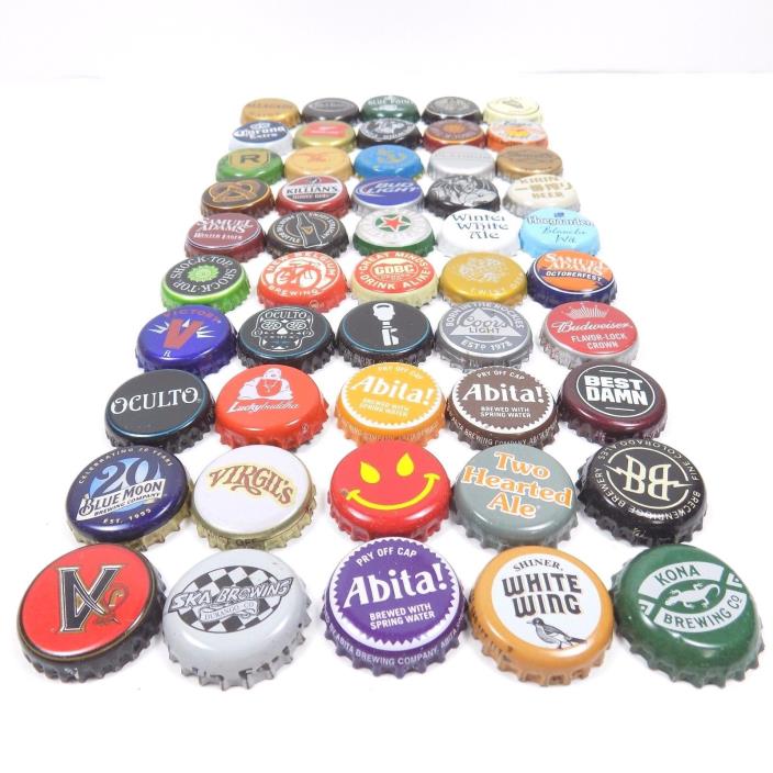 Beer Bottle Cap Lot Of 50 Different Mixed Bundle For Collecting Or Crafts (6)