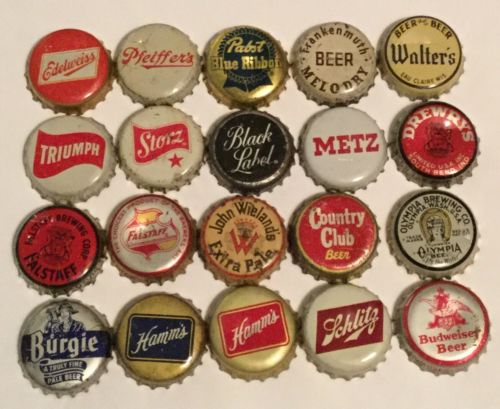 LOT 20 diff BEER BREWERY BREWING CORK BACK BOTTLE CAP EDELWEISS STORZ HAMMS METZ