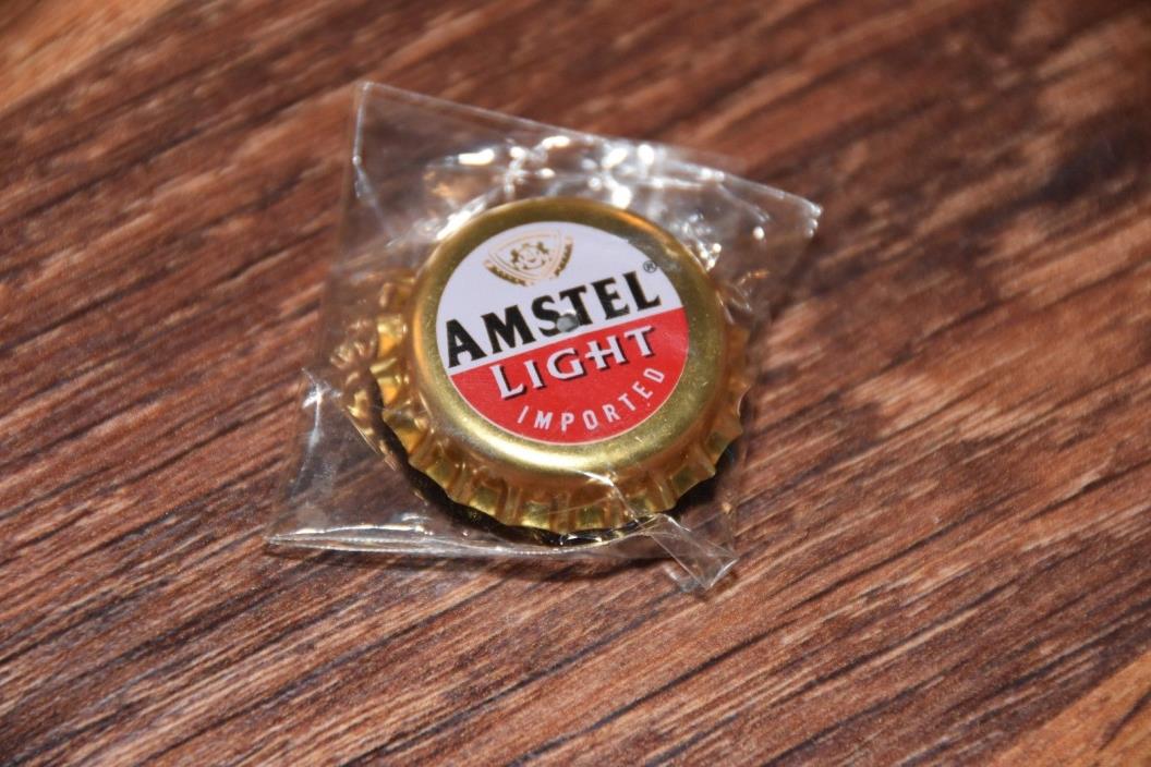 New Old Stock AMSTEL Light Pin Back Light Up Bottle Cap beer button badge