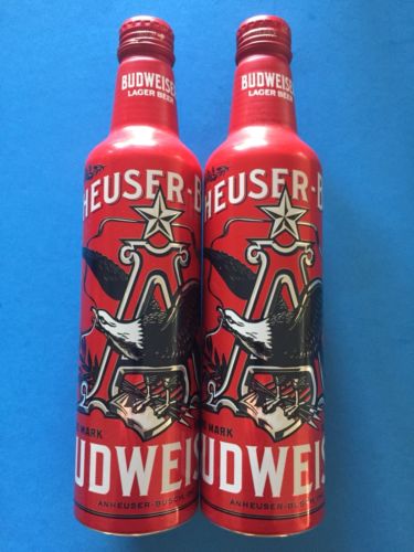 2 Budweiser Anheuser Busch Eagles EMPTY 16oz Aluminum Bottles