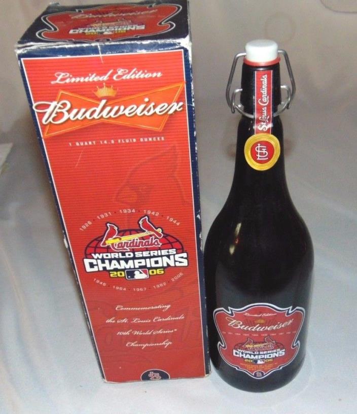 BUDWEISER Collectible EMPTY 1 Qt 14.5 oz CARDINALS World Series Champions 2006