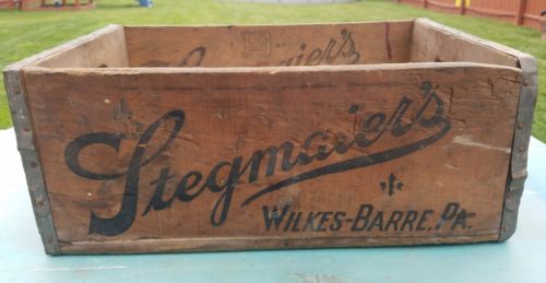 STEGMAIER Beer Wood Crate Wooden Box 24 Glass Bottles Case Wilkes-Barre Pa