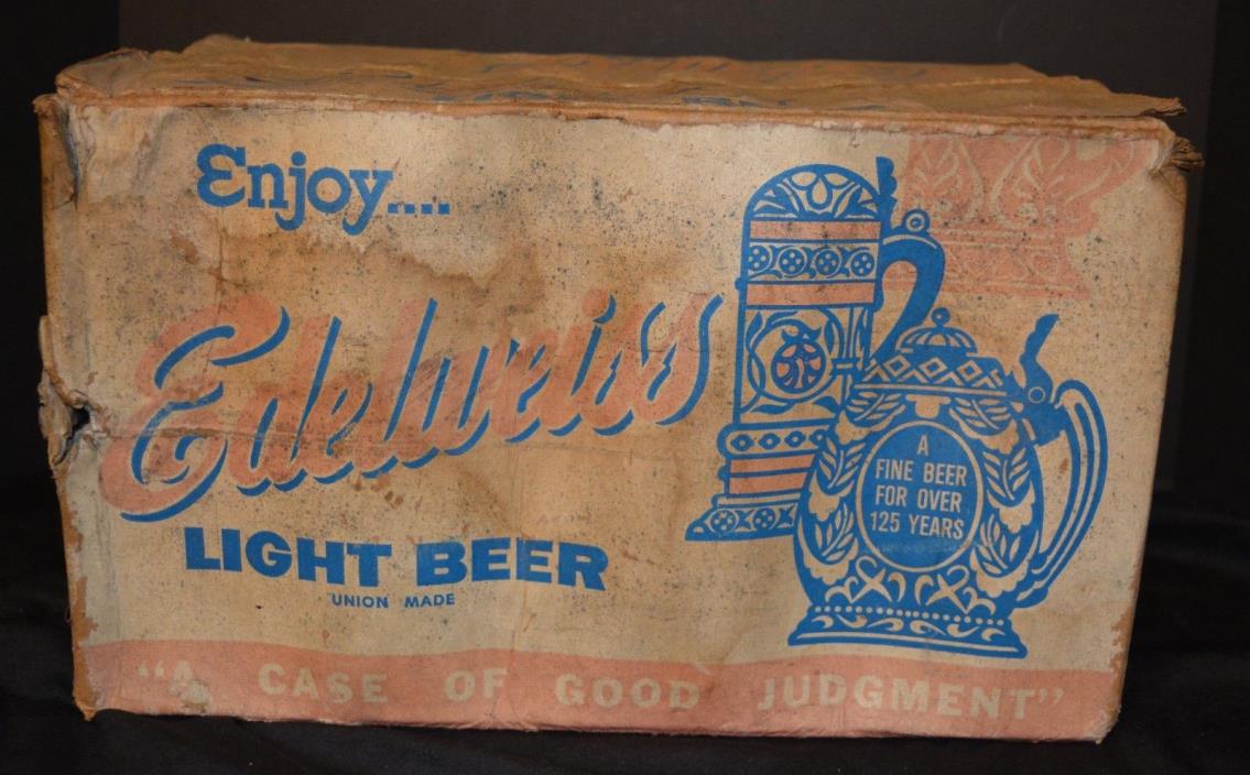 VTG Edelweiss Star Brewery Beer Case Crate & 23 Glass Bottles RARE! THICK BEER B