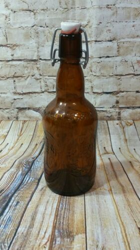 Grolsch Beer Amber Brown Lager Beer Bottle with Porcelain Swing Top Beer Bottle