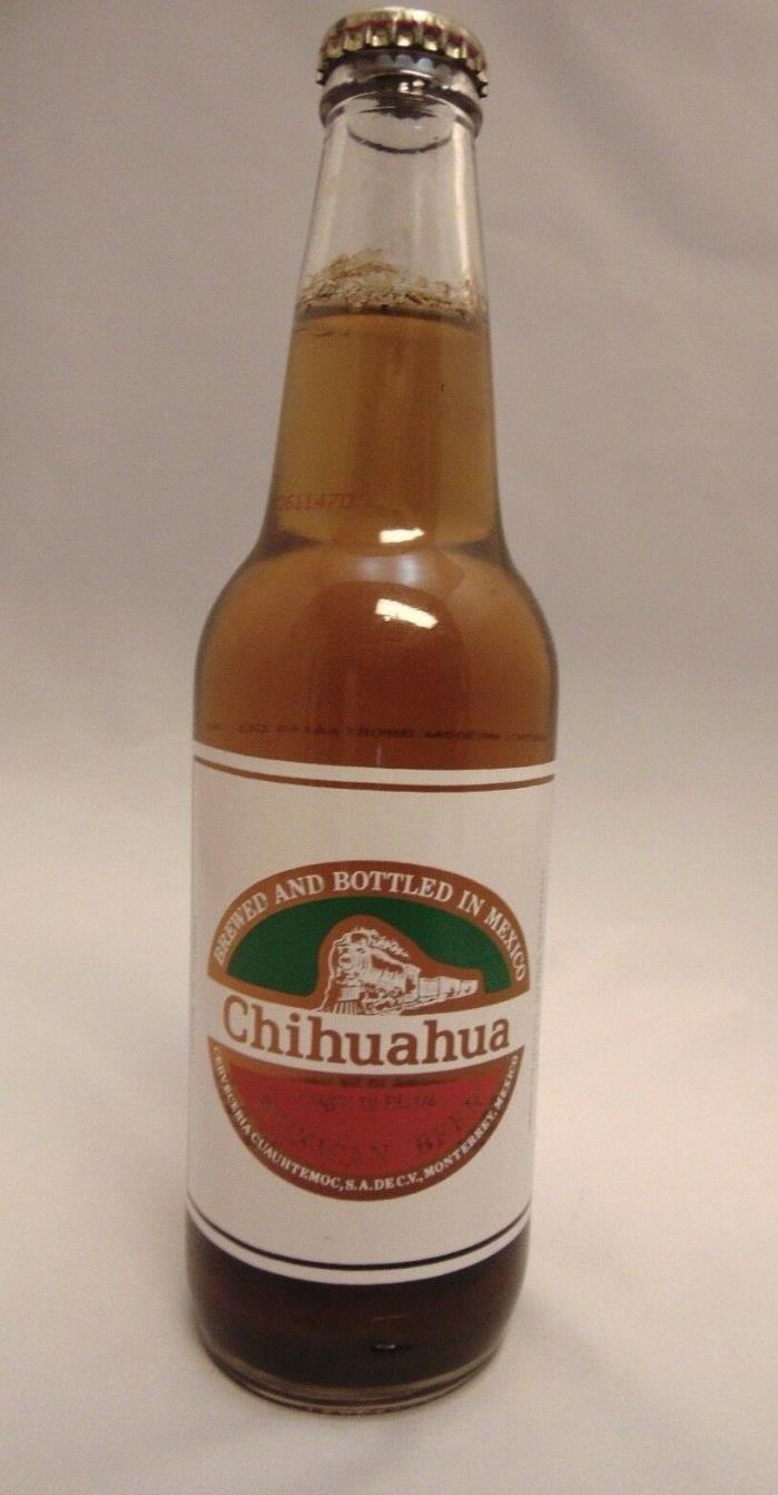 CHIHUAHUA MEXICAN BEER, Empty Beer Bottle with Cap, 12 OZ, Painted Label VINTAGE