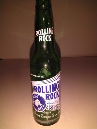 1964 Rolling Rock Vintage Beer Glass Bottle Anchor Hocking 12oz