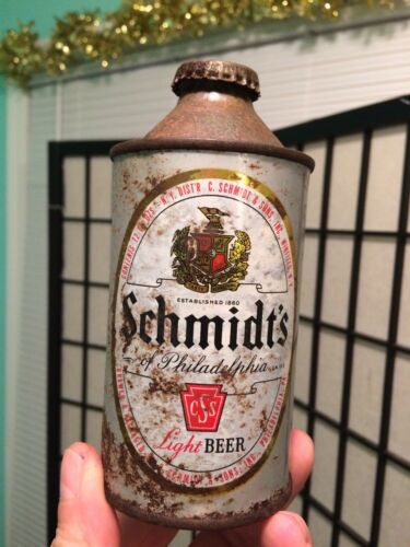 Super Old Vintage SCHMIDT’S CONE TOP Beer Can With ORIGINAL CAP!