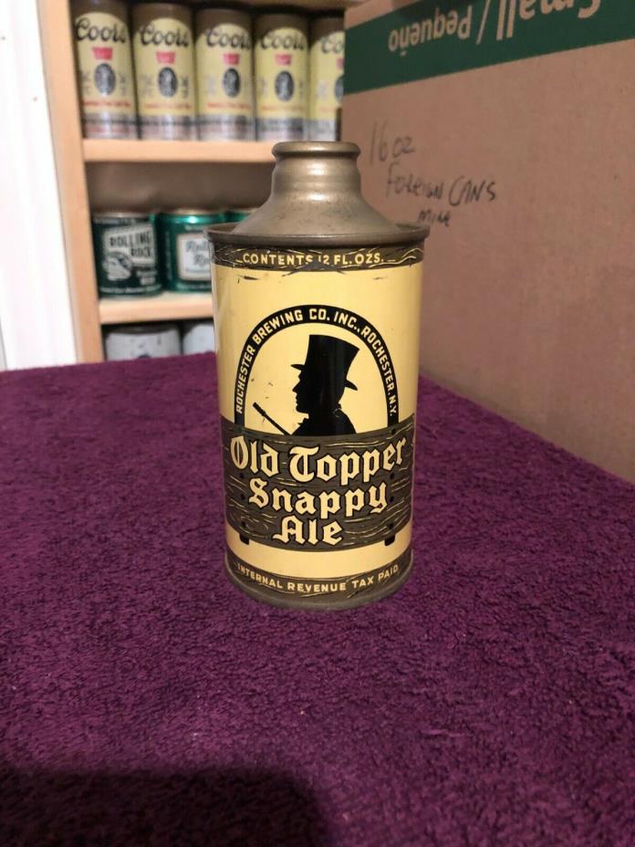 OLD TOPPER SNAPPY ALE ~ J SPOUT-CONE TOP BEER CAN ~ ROCHESTER, NEW YORK.