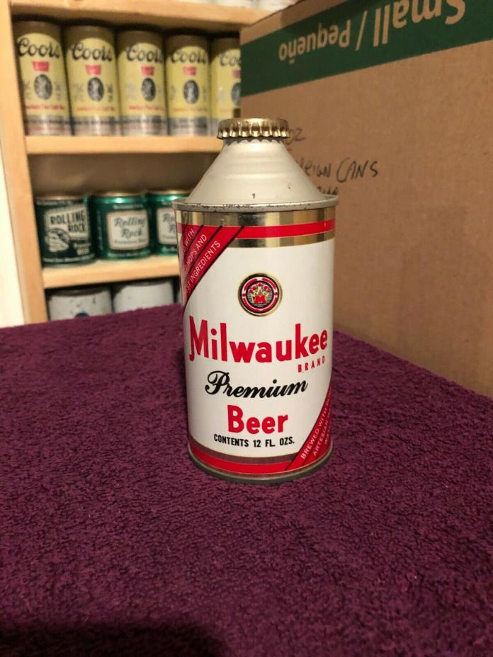 MILWAUKEE BRAND ~ CONE TOP BEER CAN ~ FLAT BOTTOM