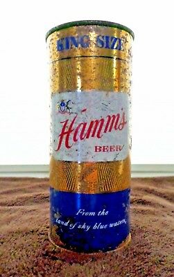 Vintage Rare 16 oz Hamm's Red Strong Vanity Lid  Flat Top Beer Can