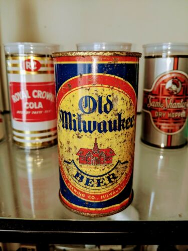 Blue Old Milwaukee Schoolhouse IRTP Flat Top Beer Can