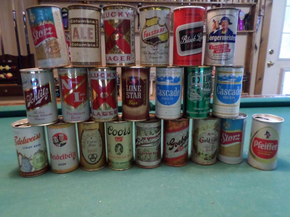 Beer Can Lot of 22 Vintage Lone Star Falstaff Burgermeister Coors Black Label --