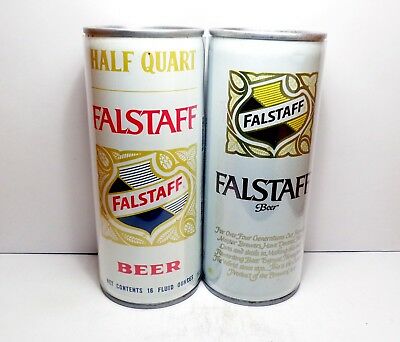 Can Sale !! Set of (2) Falstaff 16 oz Steel Pull Top Beer Cans