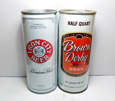 Can Sale !! Brown Derby & Iron City 16 oz Steel Pull Top Beer Cans