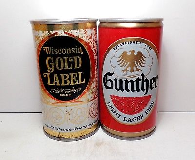 Can Sale !! Gunther & Wisconsin Gold Label Steel Pull Top Beer Cans