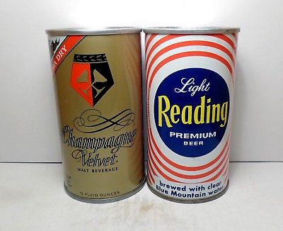 Can Sale !! Champagne Velvet & Reading Light Straight Steel Pull Top Beer Cans