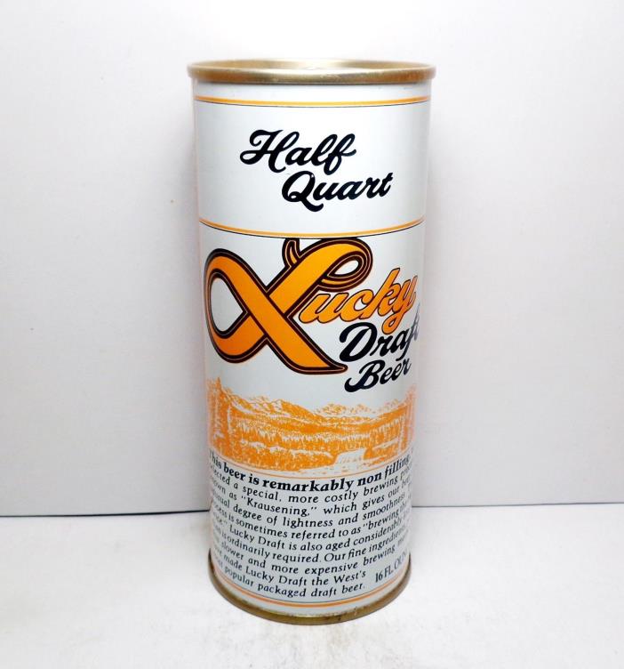 LUCKY Draft Half Quart 16 oz S/S Pull Tab Beer Can General Brewing SF 3 City