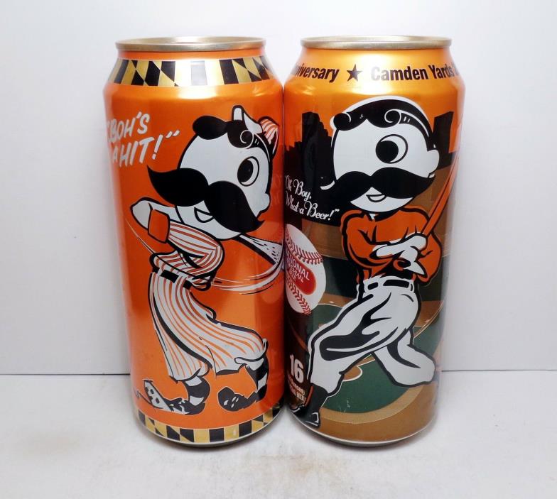 Lot of (2) Mr.Boh BALTIMORE ORIOLE Park NATIONAL BOHEMIAN Beer Cans MD MLB