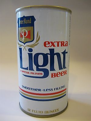 Vintage Peter Hand Extra Light Beer Can, Pull Tab Intact, Bottom Punched. Empty