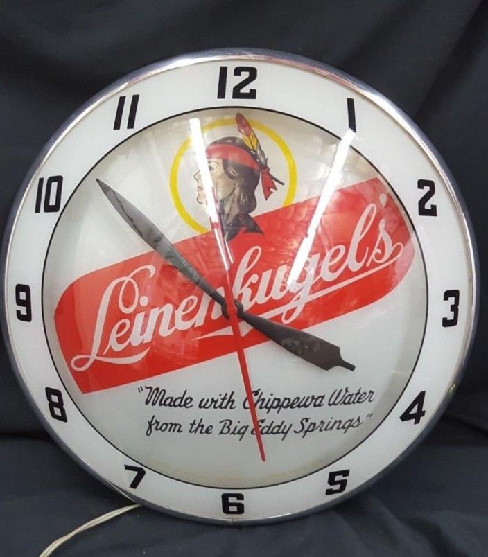 Vintage Leinenkugels Brewery Double Bubble Round Electric Wall Clock