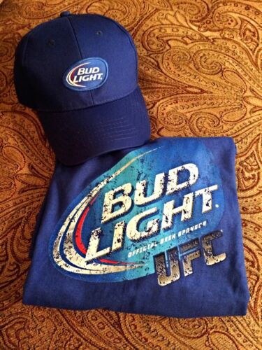 New Blue UFC Bud Light T Shirt (Large) & Hat Lot