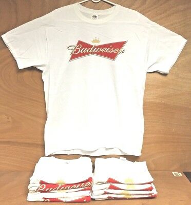 Budweiser Beer White Tee T Shirt Bud Bowtie - X Large - XL - New & Free Shipping
