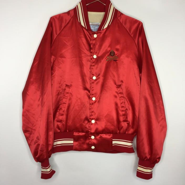 Vintage Stroh’s Brewery Varsity Jacket Men’s Red Satin Look 0321