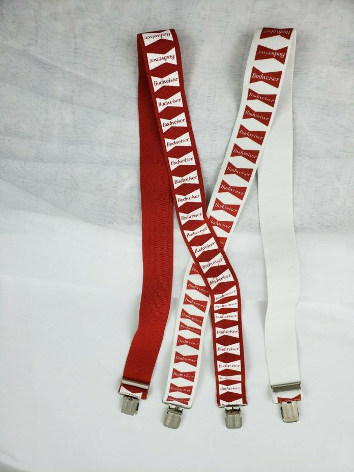 Budweiser Red Suspenders Clip On Adjustable 1 Size Fits Most
