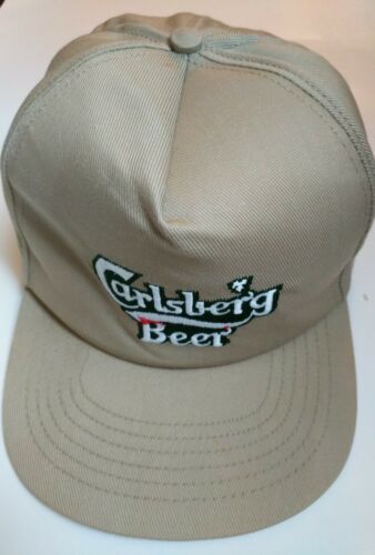 Carlsberg Beer Hat Snapback Vintage Stylemaster Trucker Cap Tan