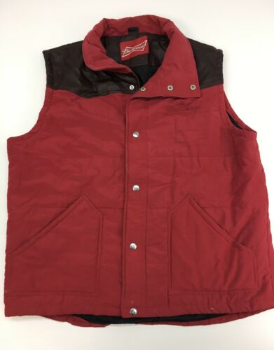 Vintage Budweiser Red Vest Mens XL Red with Brown Shoulders