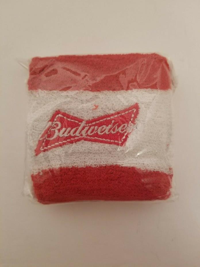 New Budweiser Beer Red & White Wrist Bands Sweat Bands Bud