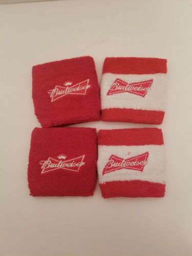 New Budweiser Beer Red Wrist Sweat Bands Bud Lot Of 2 Pairs