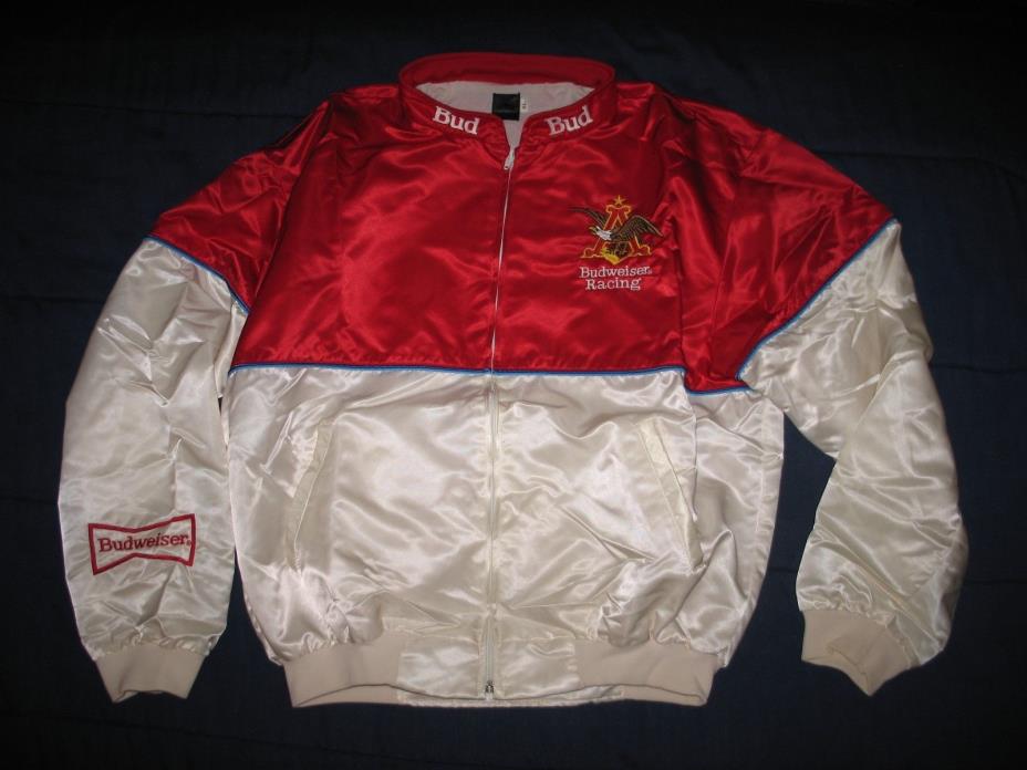 GORGEOUS BUDWEISER RACING Embroidered Satin jacket (XL) Vintage NOS RARE!!
