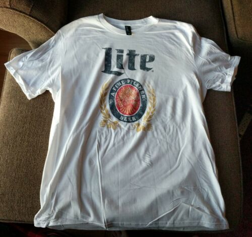 (L@@K) Miller Lite Beer Retro Can Logo White T shirt Size XL NEW