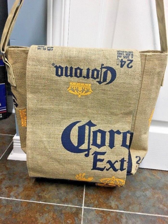 Corona Burlap Messenger Bag Cross Body Shoulder Bag 16” Cerveza Beer