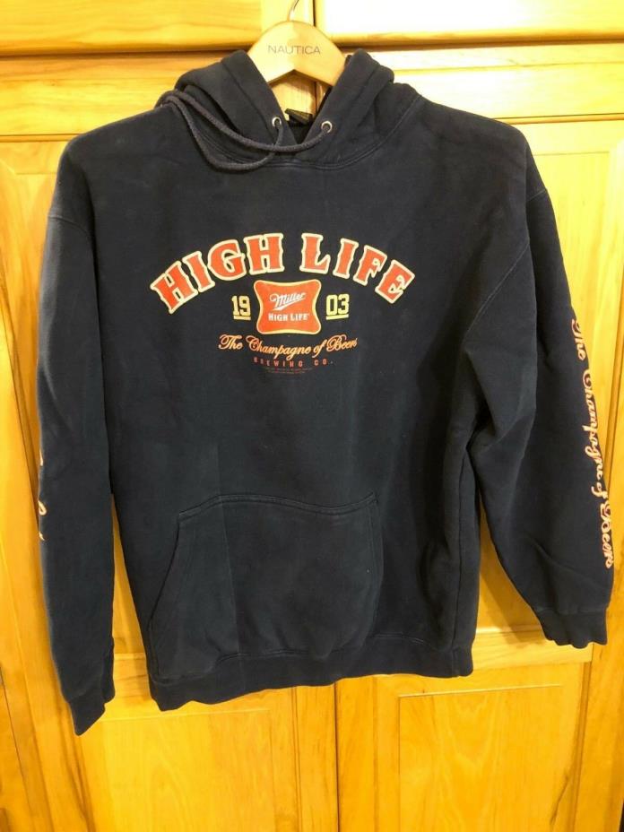 Miller High Life Pullover Long Sleeve Hoodie Sweat Shirt Size Med