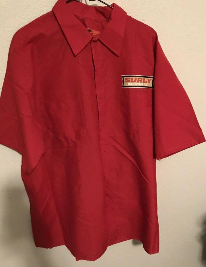 Red Kap Surly Brewing Company Button Up Red Work Shirt Mens  NWOT xxl