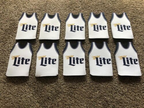 (L@@K) Miller Lite Beer Lot Of 10 NBA Basketball Jersey Style Koozie Coozies NEW
