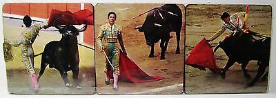 Rare Vintage Spain Spanish Matador Bull Photo Image Costers Set Of 6 Toro