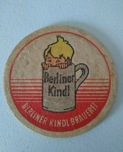 Rare Vintage Berliner Kindl Berlin Germany Beer Coaster Baby Mug Rare Red